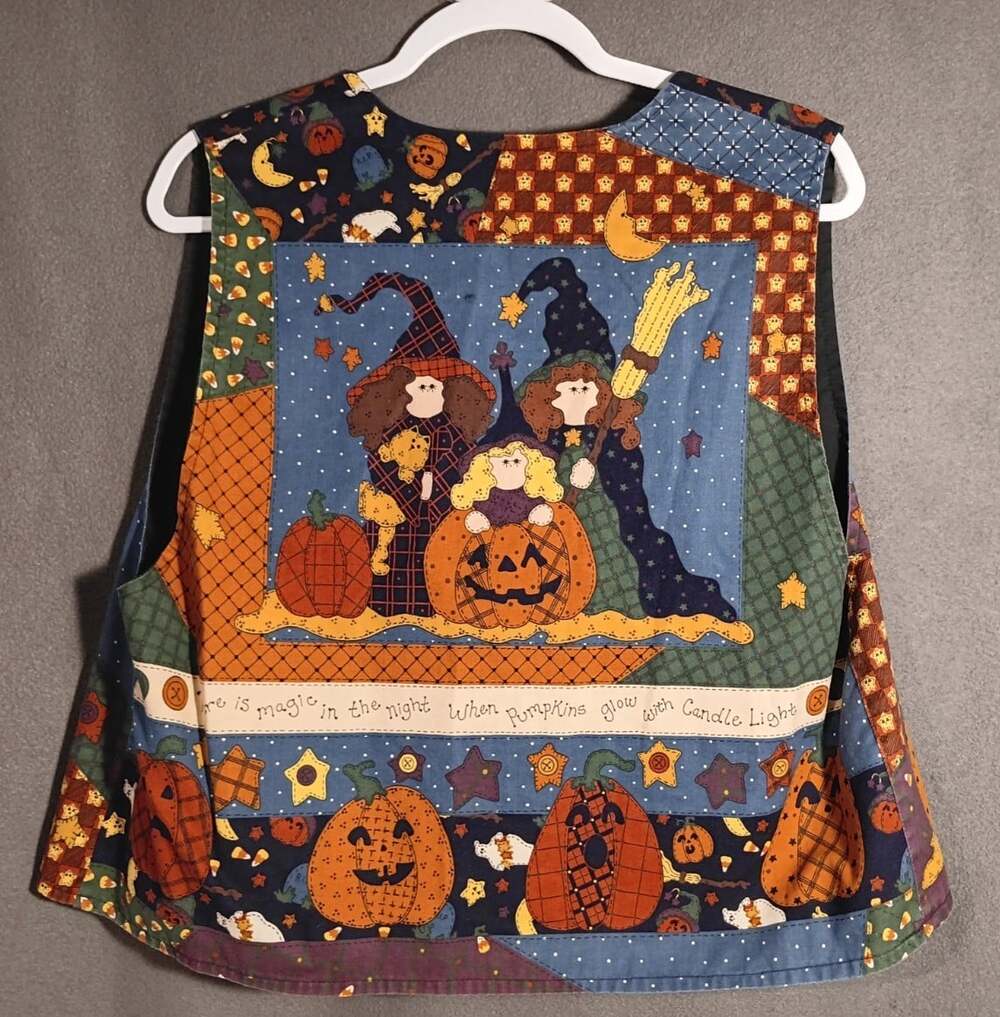 Halloween Homemade Large Witch Moon Ghost Pumpkin Patchwork Boo Vtg